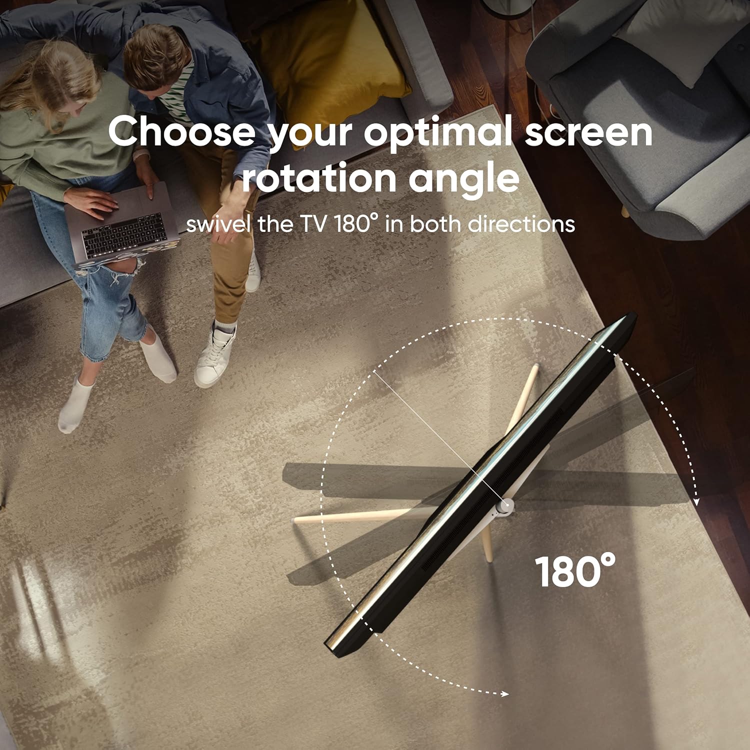 ONKRON Easel TV Stand for 32-65 Inch Screen up to 77 lbs, Height Adjustable TV Tripod Stand with Swivel, Corner TV Floor Mount max VESA 400x400, Modern Floor TV Stand, Beech Wood Legs White