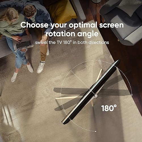 Miniatura 5 de ONKRON Caballete de trípode para televisores de pantalla OLED LCD LED de 32 a 65 pulgadas de hasta 77 libras, soporte de TV de piso de madera de