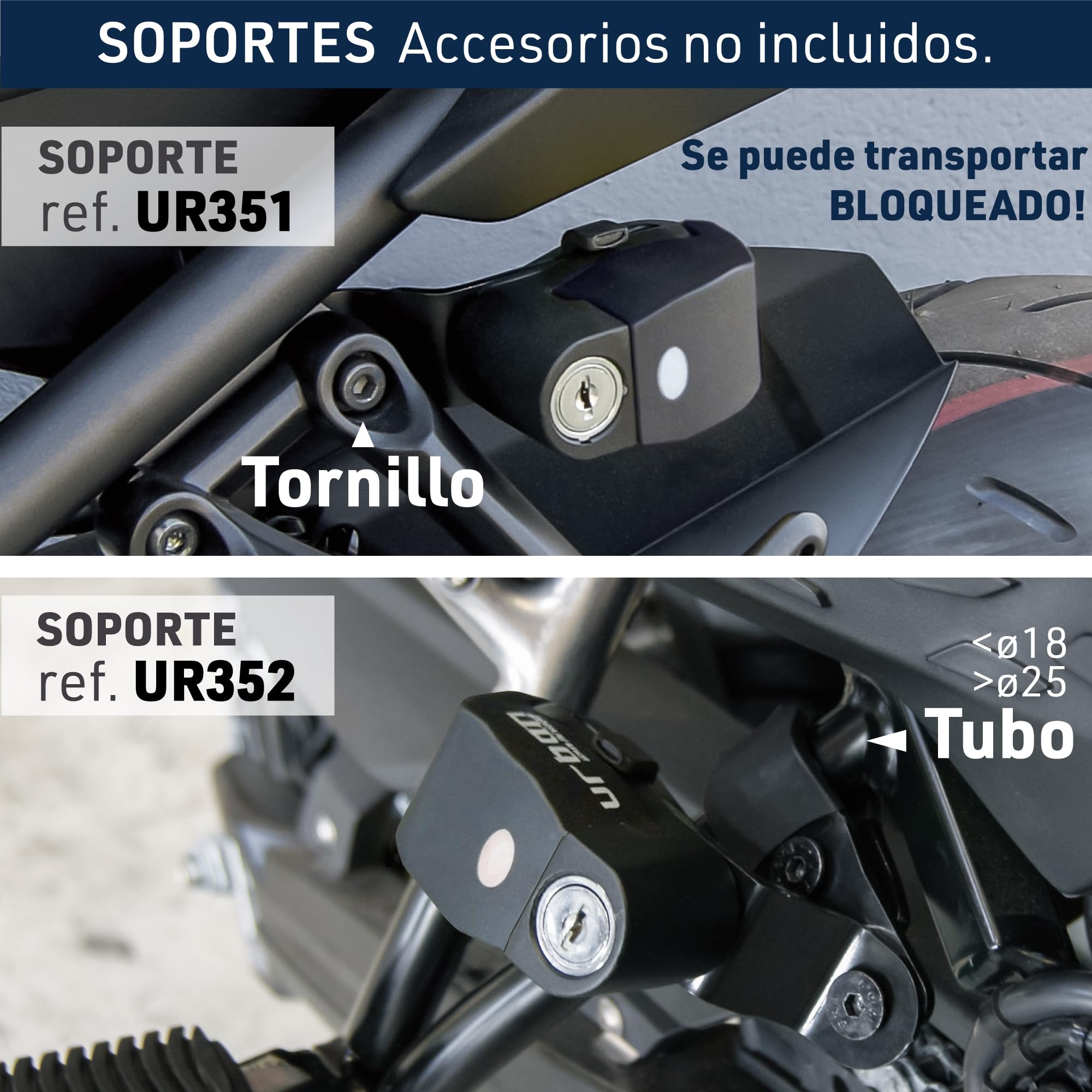 URBAN UR6B Candado Moto con Alarma Inteligente | Antirrobo Disco Más Eficaz | Hi-Tech, 120db, LED, Warning Sensibilidad A+, Pila CR2 Larga Duración, Más Impermeable, Pinza 6mm Universal Scooter Bici