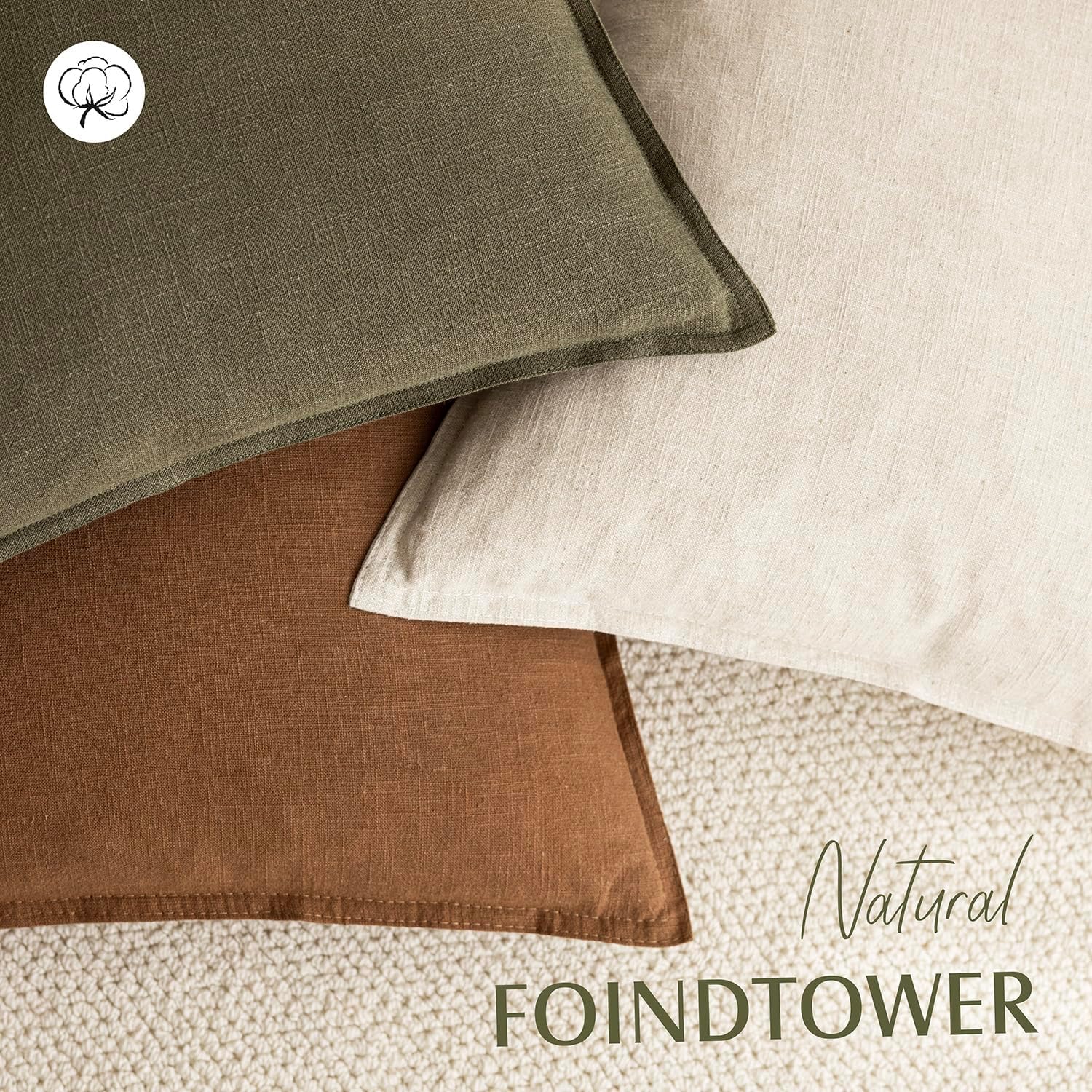 Foindtower Pack of 2, Decorative Linen Soild Throw Pillow Covers Neutral Farmhouse Pillowcase Soft Accent Lumbar Cushion Case for Couch Sofa Bedroom Living Room Home Decor Orange Brown 12 x 20 Inch - Image 4