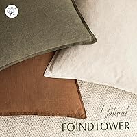 Vista 160 de Foindtower Paquete de 2 fundas de almohada decorativas de lino y liso, funda de cojín decorativa suave, estilo bohemio campestre para silla, sofá