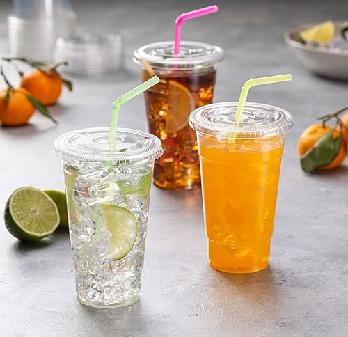 Miniatura 4 de Vasos de PET transparentes con tapas planas para café helado (24 onzas)
