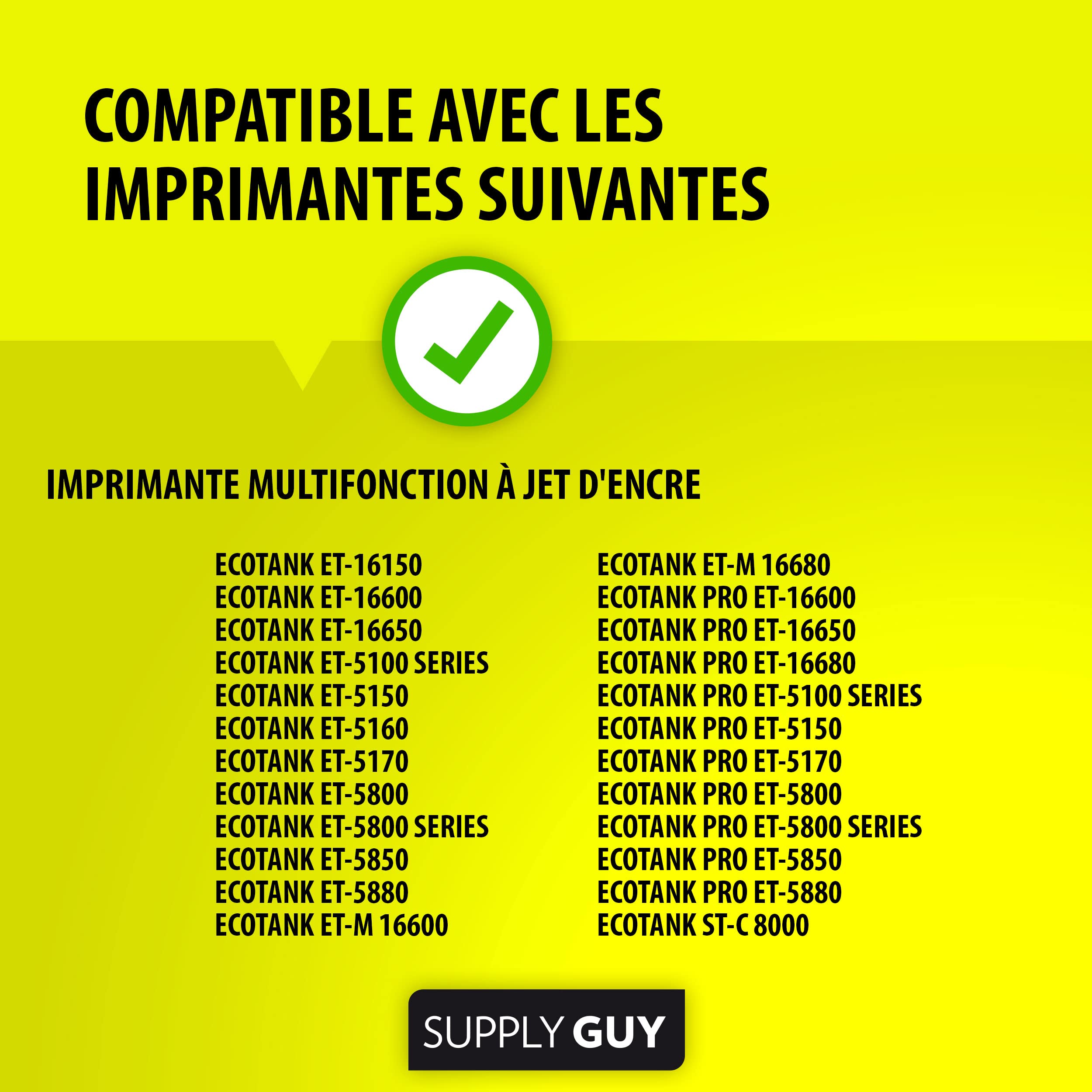 Supply Guy Encre compatibles avec Epson 113 pour EcoTank ET-5150 ET-5170 ET-5800 ET-5850 ET-16150 ET-16650 (4X Bouteilles d'encre 1x127ml, 3x70ml)