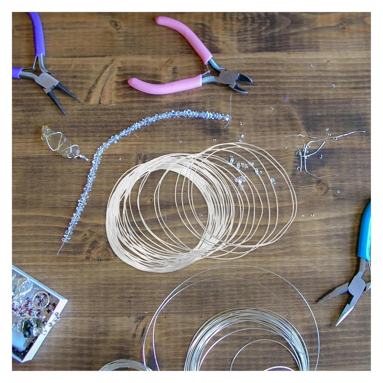 5 Roll Aluminum Wire 1Mm Thick Silver Flexible Metal for Jewelry Making DIY Crafts Bonsai Modeling Wreath Floral