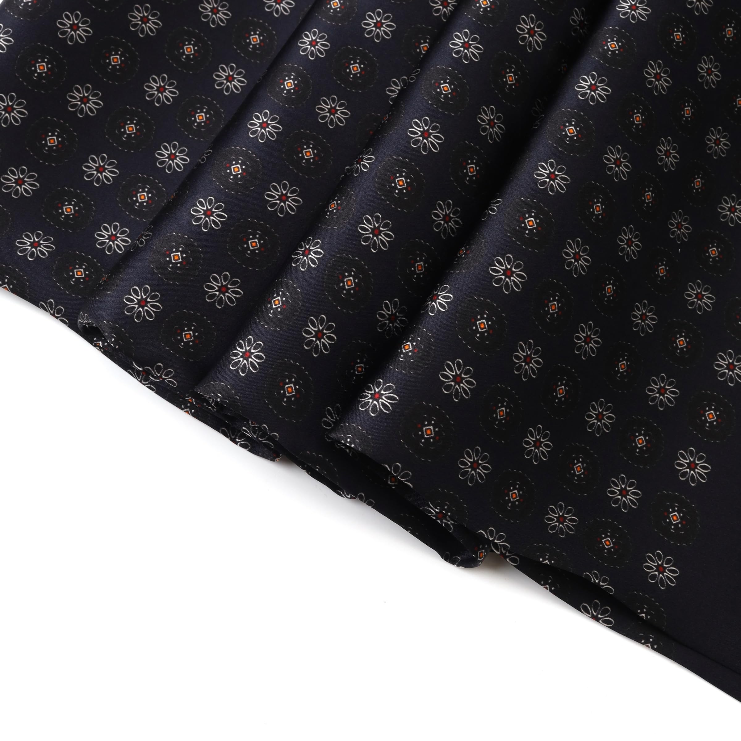 JWSilk Bufanda larga de seda Charmeuse para hombre, azul marino (Navy Squares), 63"x10"