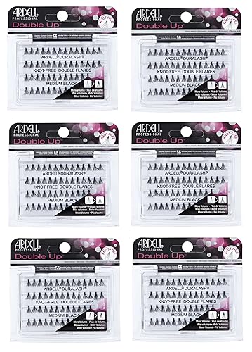 Ardell Double Individuals Knot Free Double Flares Black Med (paquete de 6)