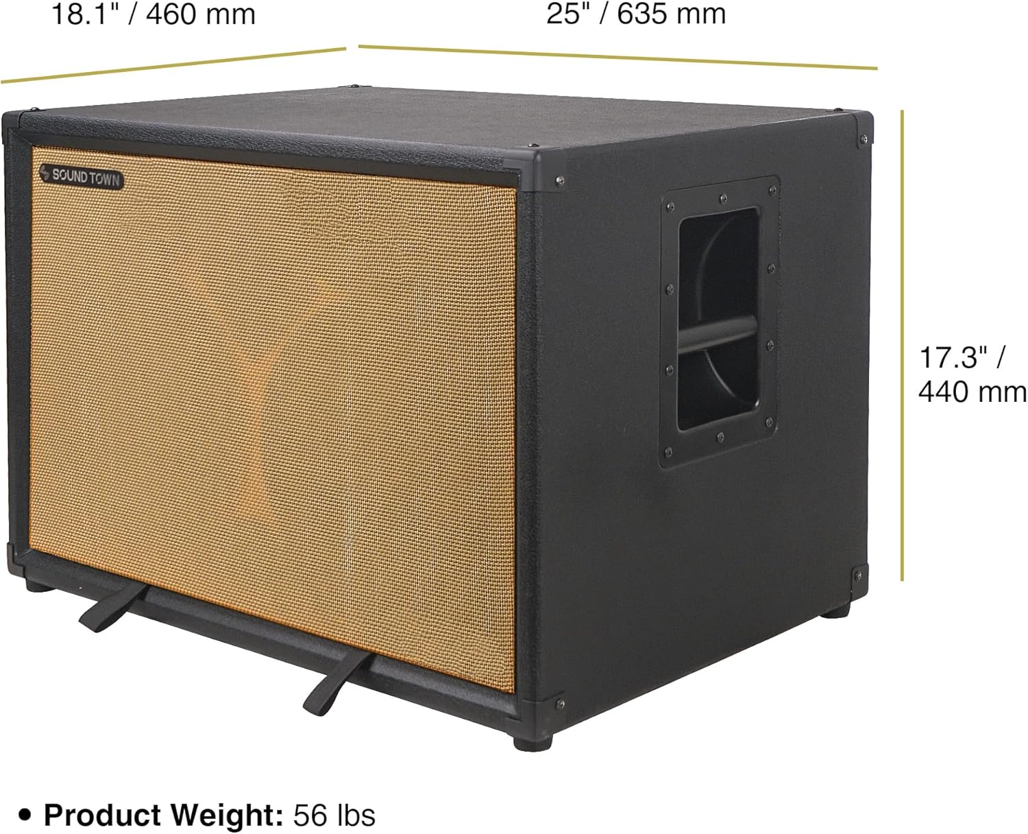 Sound Town 2 x 10“ 400W Bass Cabinet w/Horn, 8-ohm, 50oz Magnet, 3” Voice Coil, Birch Plywood, Black Tolex (BGC210BK)