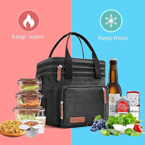 Miniatura 7 de MOV COMPRA Movcompra Bolsa de almuerzo con aislamiento expandible, bolsas de almuerzo grandes para mujeres y hombres, bolsa de almuerzo reutilizable