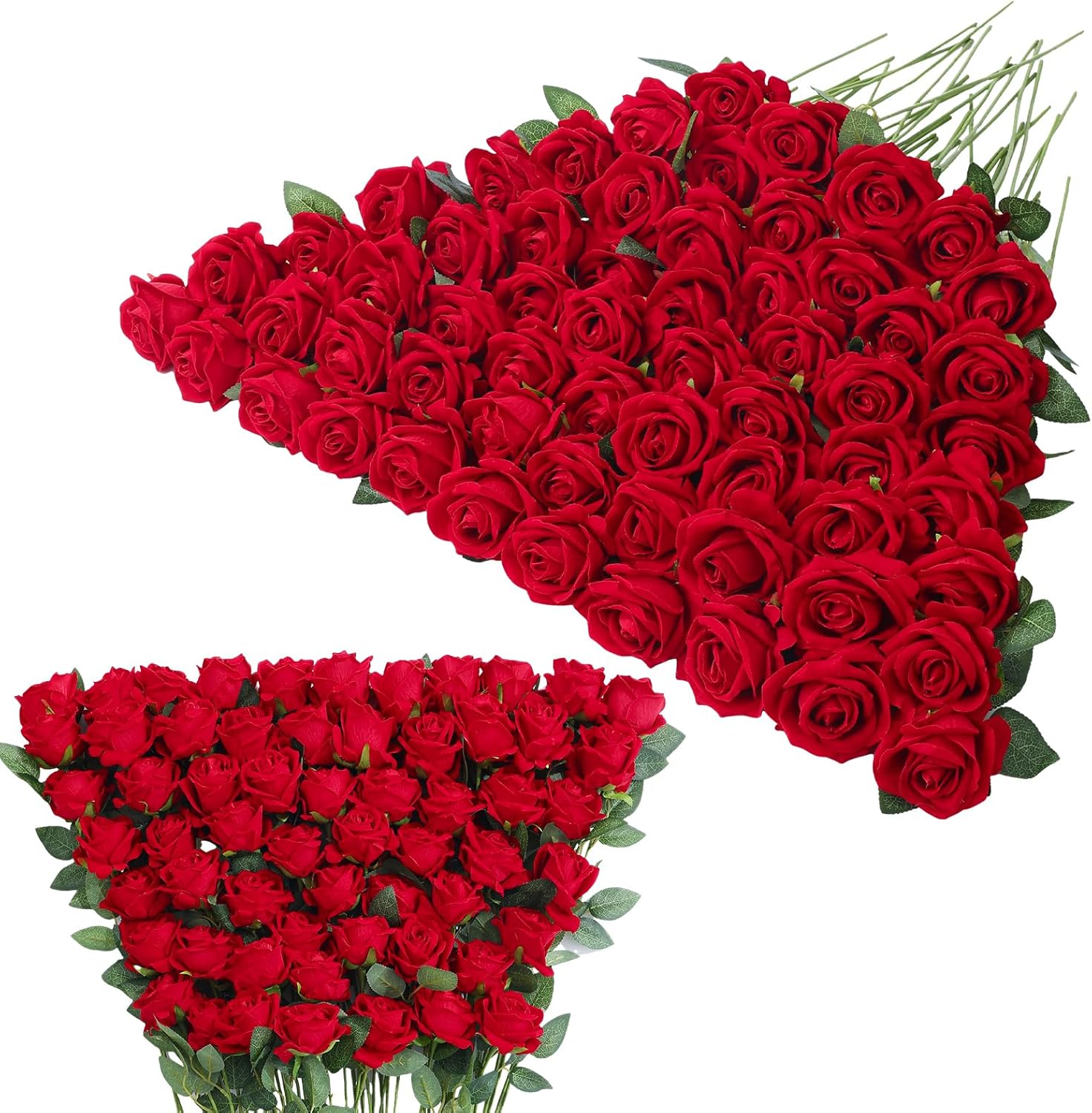 90 Pcs Red Velvet Rose Artificial Flowers, 51cm Silk Wedding Fake Silk Roses Florals for Centerpieces DIY Bouquet Party Arrangement Bridal Home Decor - Image 9