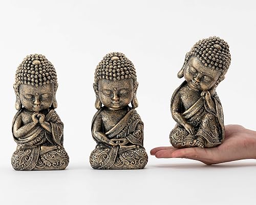 Miniatura 4 de Estatua de Buda para bebé, estatua de Buda de meditación de resina de 8 pulgadas, decoración espiritual de habitación, regalos zen, estatua de Buda