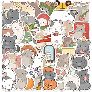Cute Chinchilla Stickers for Water Bottles, 50Pcs Cartoon South America Chinchillidae Waterproof Vinyl Decals for Kids Children Adults, Funny Animal Sticker for Decor Laptop Skateboard