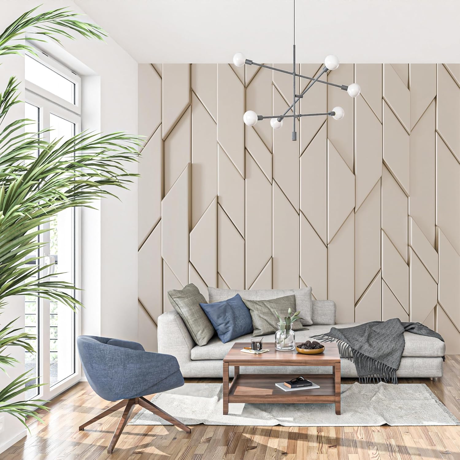 3D Geometric Tile Wallpaper Cream Beige Light Wallpaper Peel and Stick - Self Adhesive Wall Mural for Bedroom Living Room Home