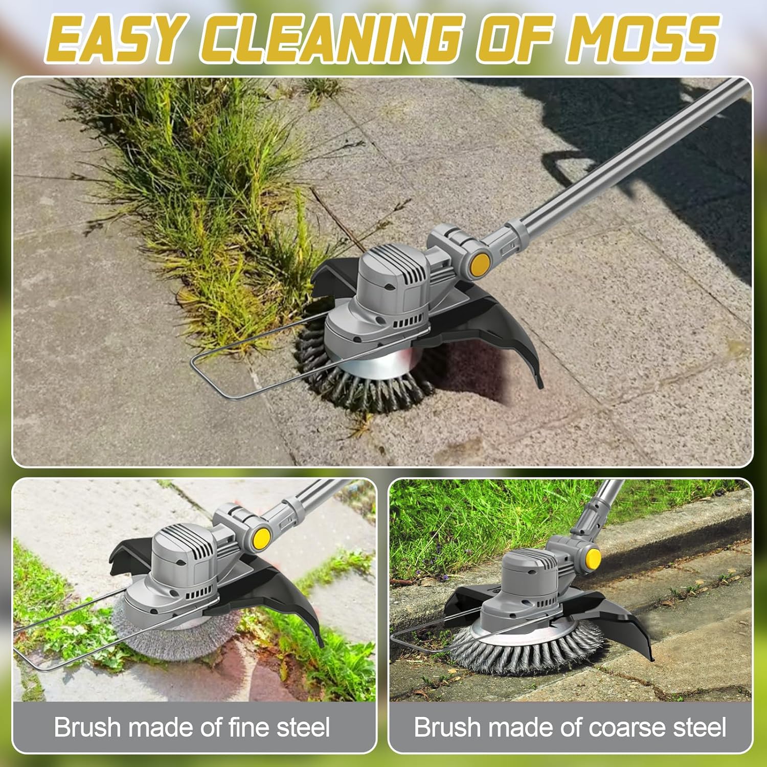 Electric Weed Wacker Cordless,4 in 1 Weed Eater Battery Powered Brush Cutter,9''Grass Trimmer Stringless Weed Trimmer Lawn Mower Edger Metal Blade Battery(2 x 21V 4.0Ah Batteries & Charger)