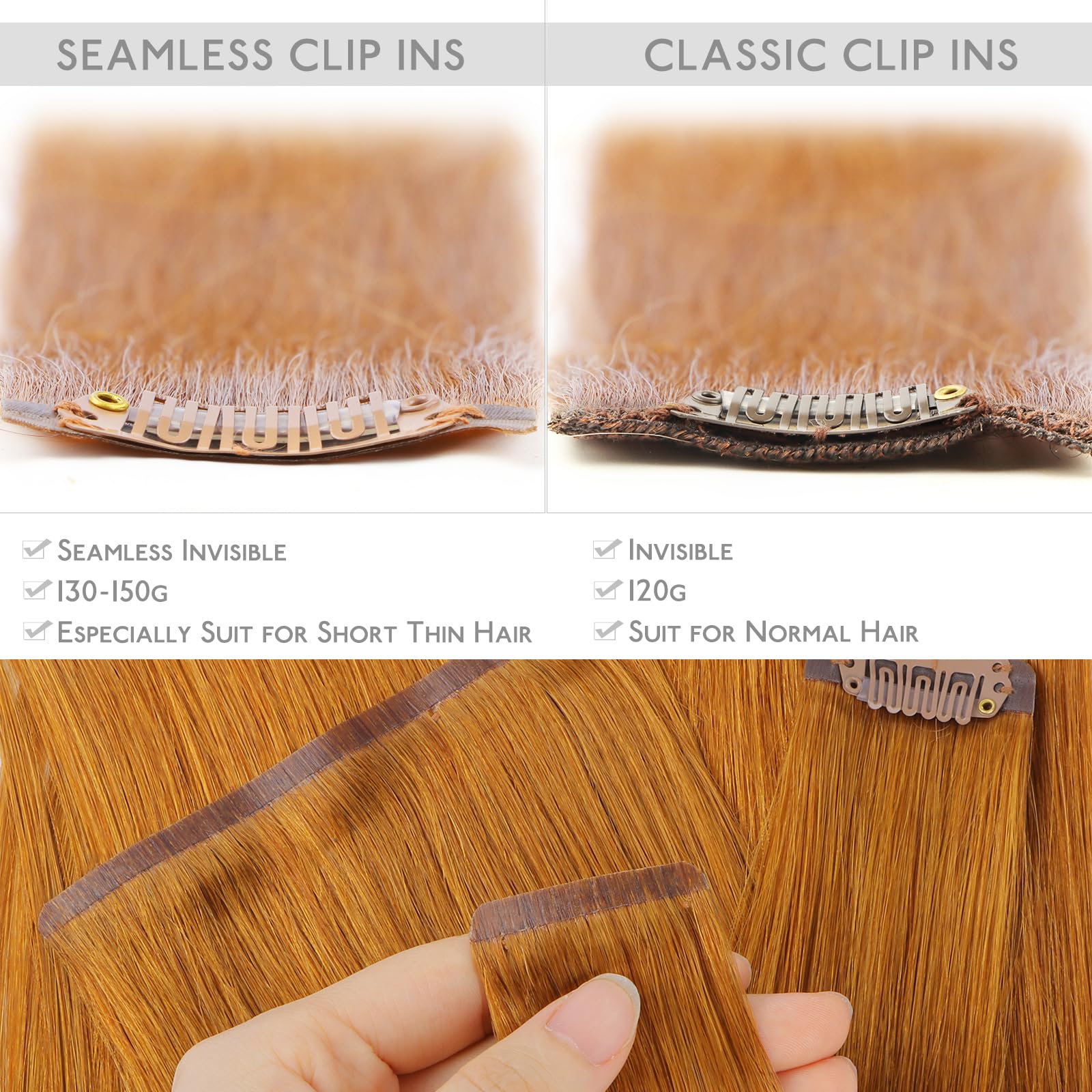 WENNALIFE Clip in Hair Extensions Human Hair 16 Inch 120g 7pcs Dark Brown Hair Extensions Clip in for Women Real Human Hair Double Weft Rallonge Cheveux Humain Extension Real Hair Extensions — view 95