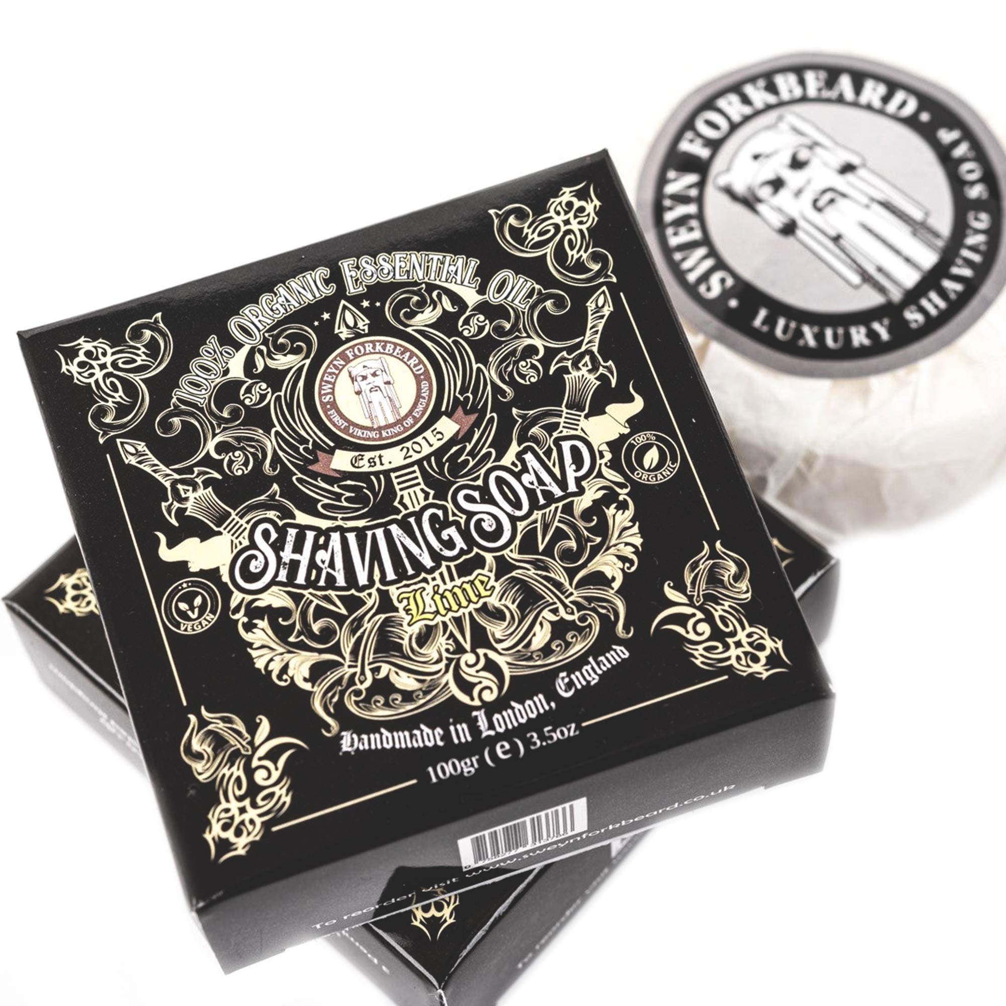 Shaving Soap Lime Sweyn Forkbeard - 100% Organic Premium Shaving Soap Made in London