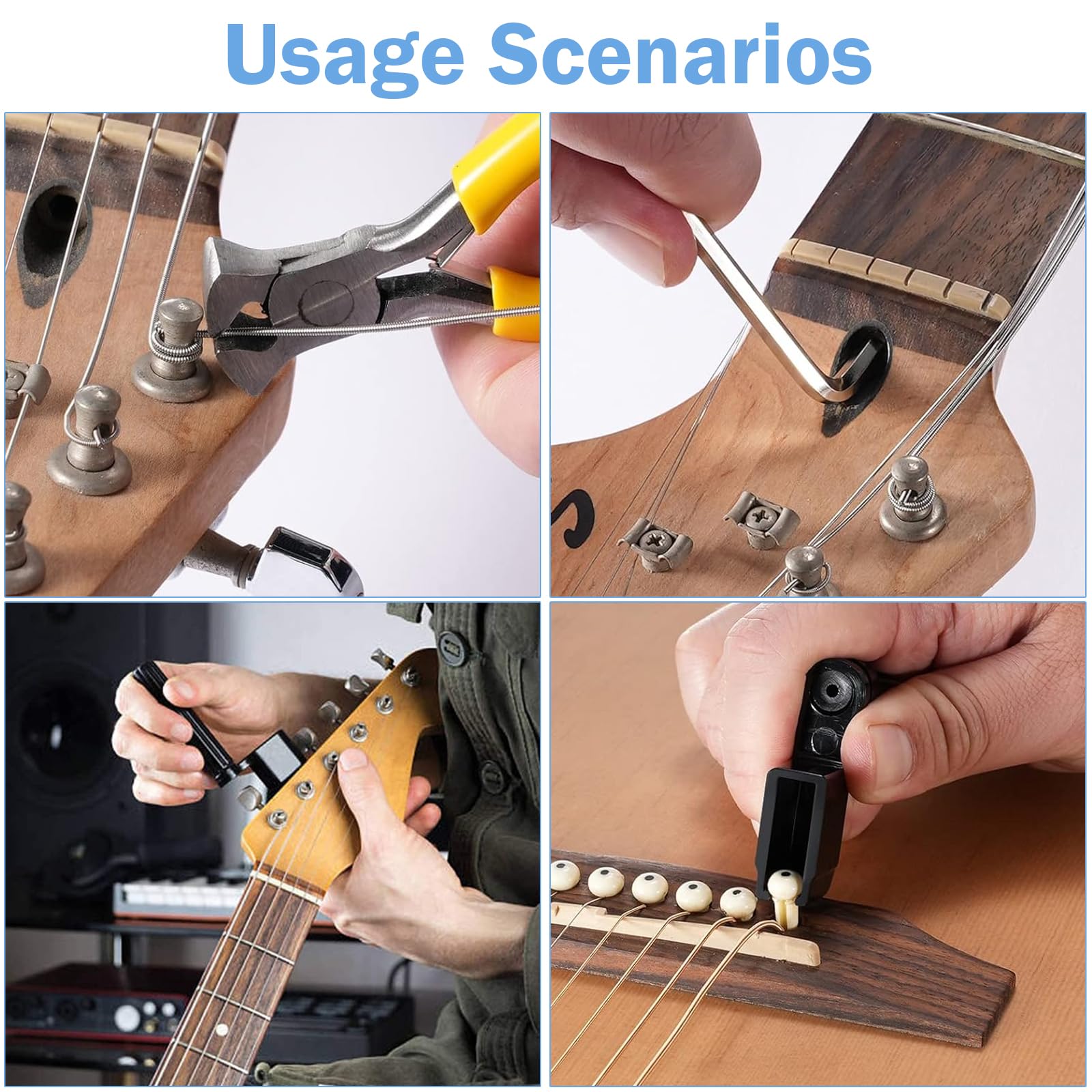 Produktbild von 23 Teiliges Gitarren Reparatur Pflegeset,Gitarren Reparatur Werkzeug Set,Professionen Gitarren Reparatur Tool Kit, Gitarren Zubehu00f6r Inkl Saitenkurbel, Plektren Fu00fcr Gitarre,Ukulele,Bass,Banjo,Mandoline