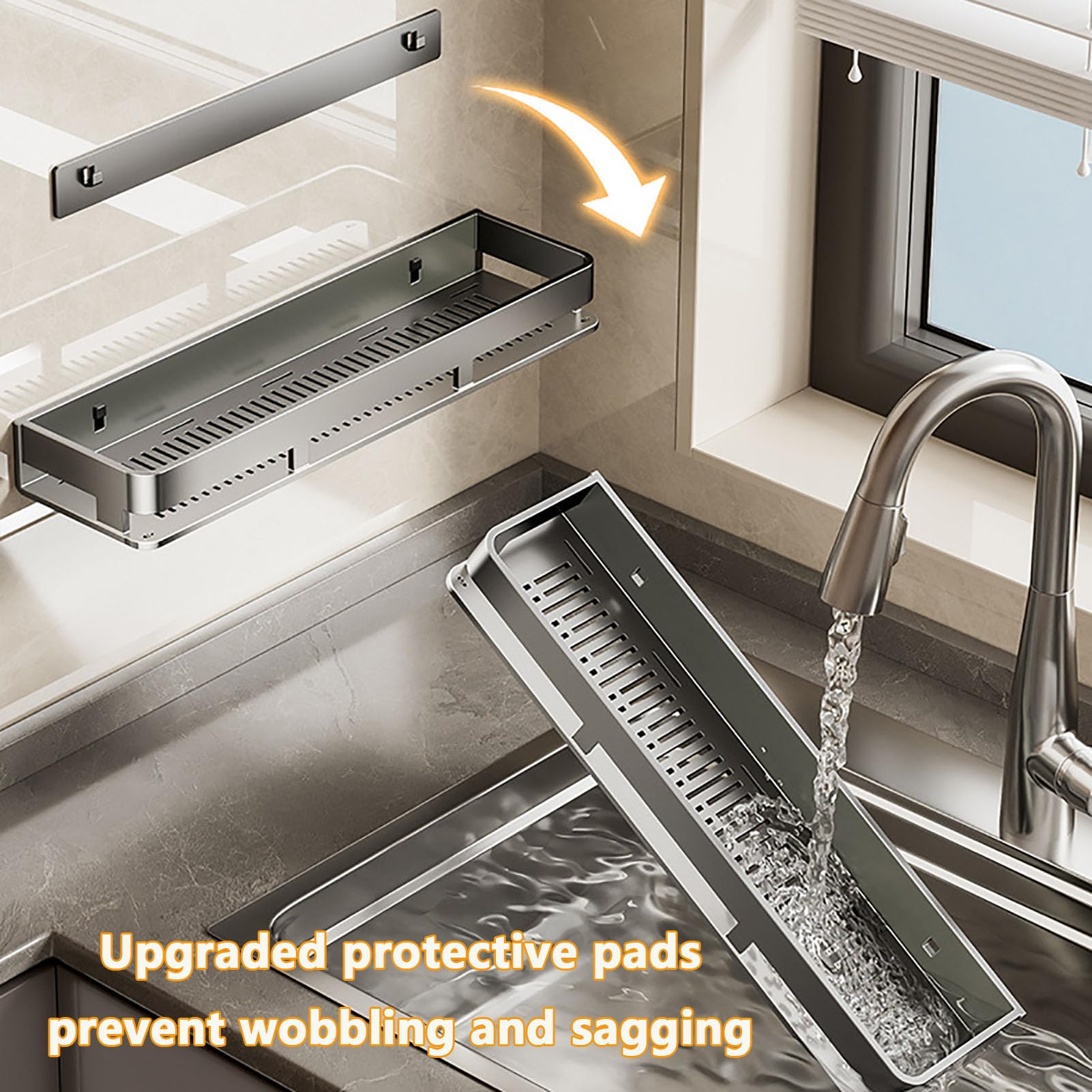 Organizador de Especias 2 Piezas con Base de Malla - Estante para Pared Sin Taladrar para Accesorios de Cocina, Armario o Baño Metal Resistente al Óxido,Blanca,50cm