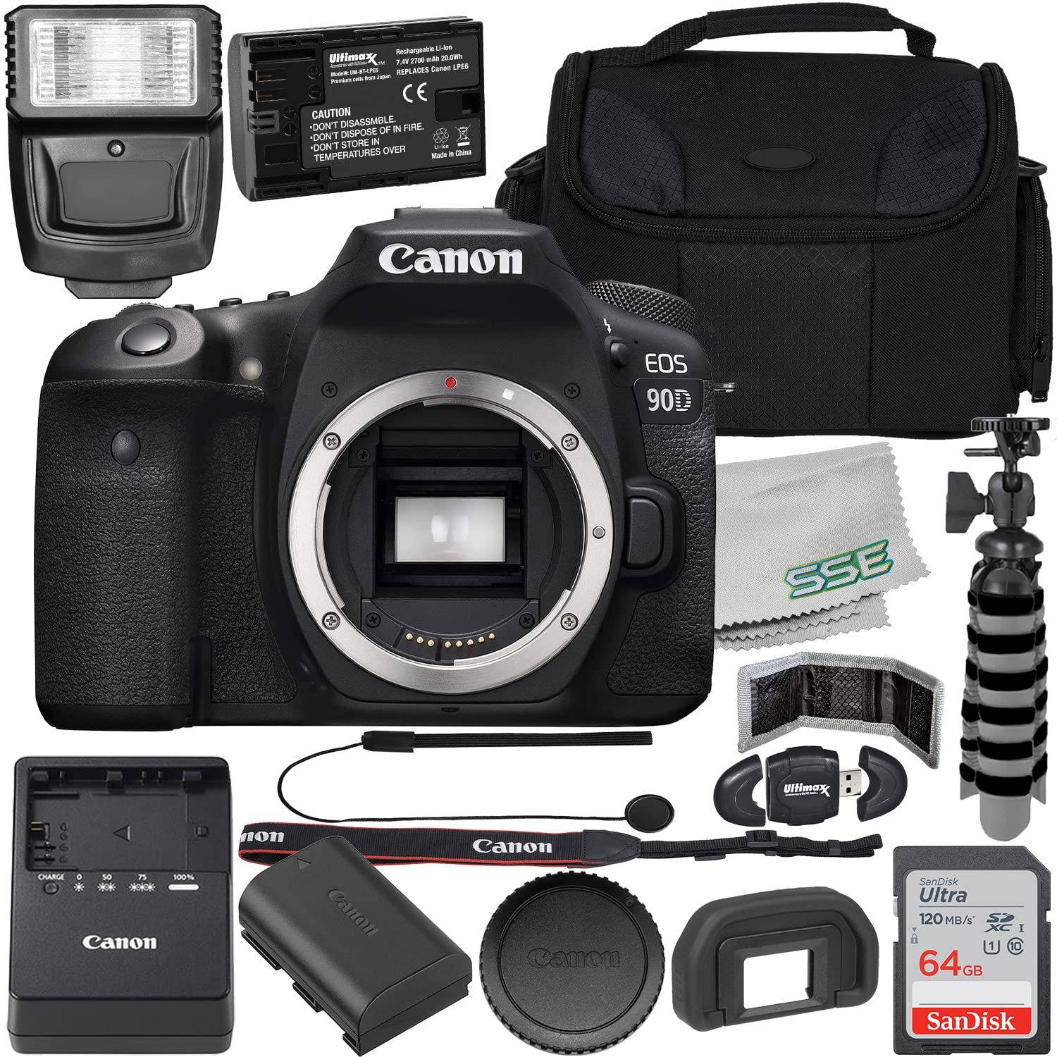 Amazon.com: Canon 佳能EOS 90D DSLR 相機(僅機身)附入門配件組合