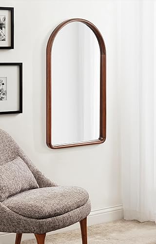 Miniatura 4 de Kate and Laurel Talma - Espejo de pared arqueado alto 20 x 36 nogal oscuro espejo de arco de transición con marco de madera maciza de álamo y perfil