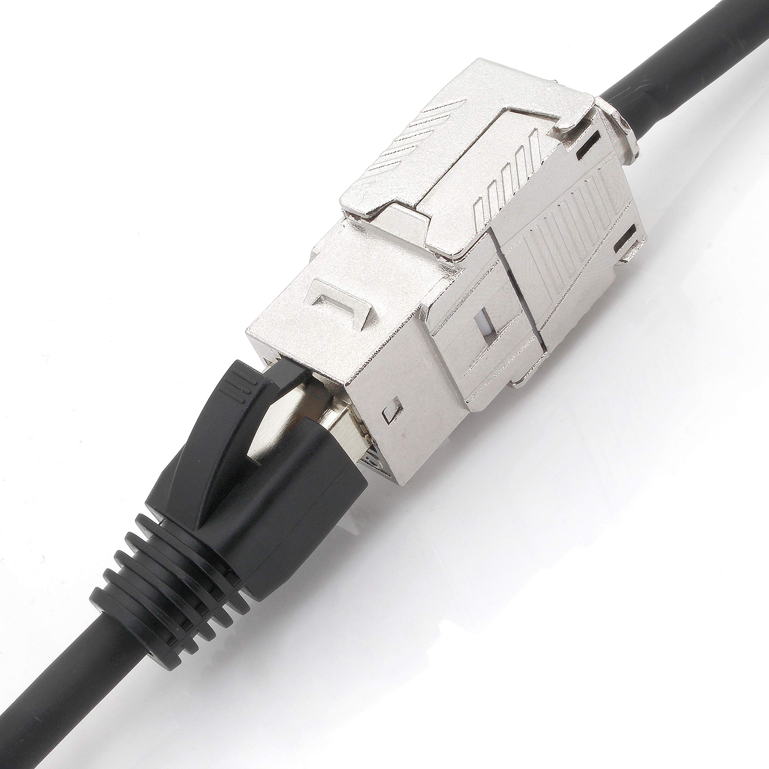 1aTTack.de 10 x CAT 8-3 x Keystone RJ45 sans outil CAT8 Key Stone boîtier métallique blindé 40 Gbit s compatible avec Cat5 Cat6 Cat7 10 pièces Cat8 Keystone Cat8 Keystone
