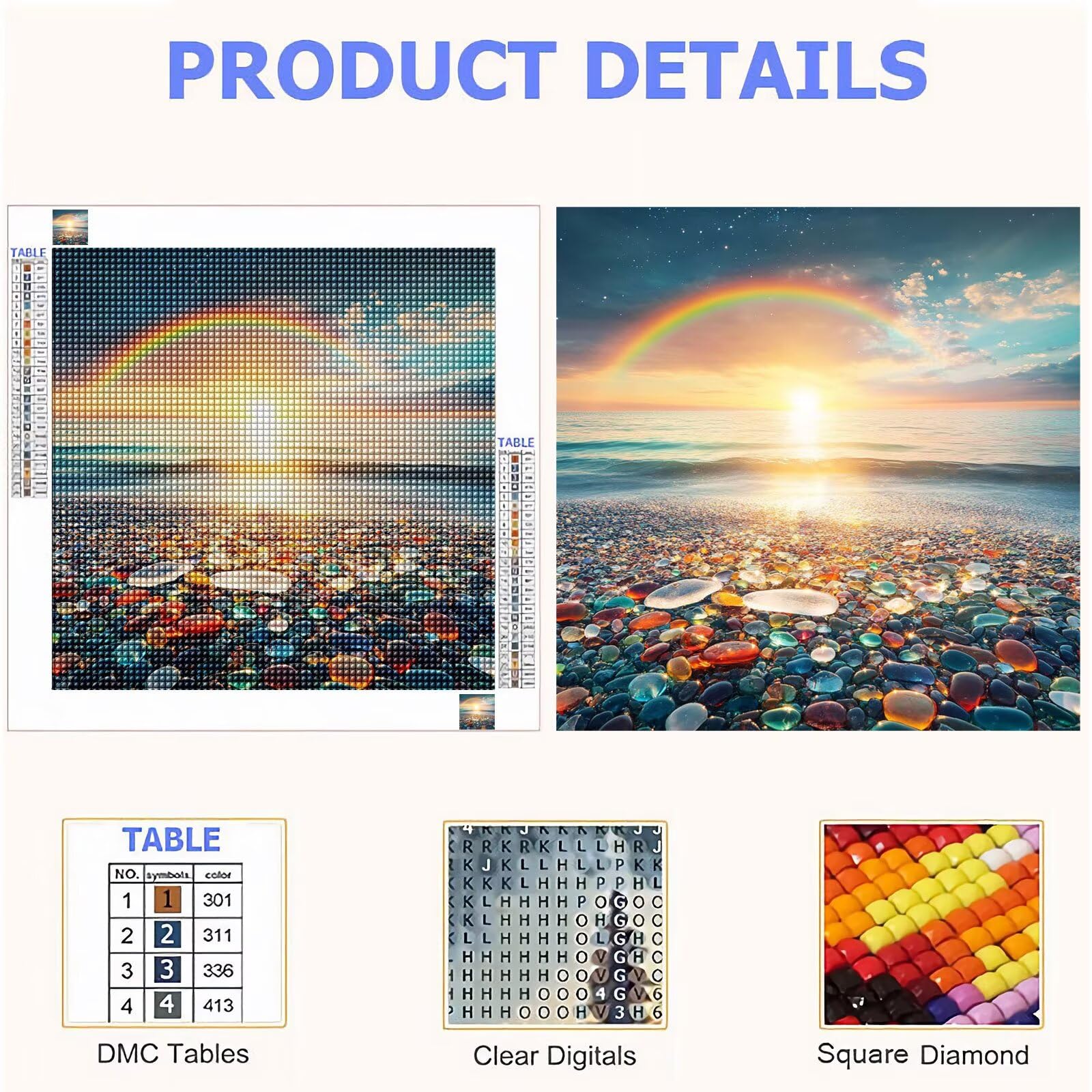 Diamond Painting Adulti, Spiaggia Diamond Painting Kit Completo, 5D Pittura Diamante Bambini Attività Manuale Creativa e Idea Regalo, Diamantini Crystal Art Tela Fai Da Te Kit 90x90cm Tramonto FX#509