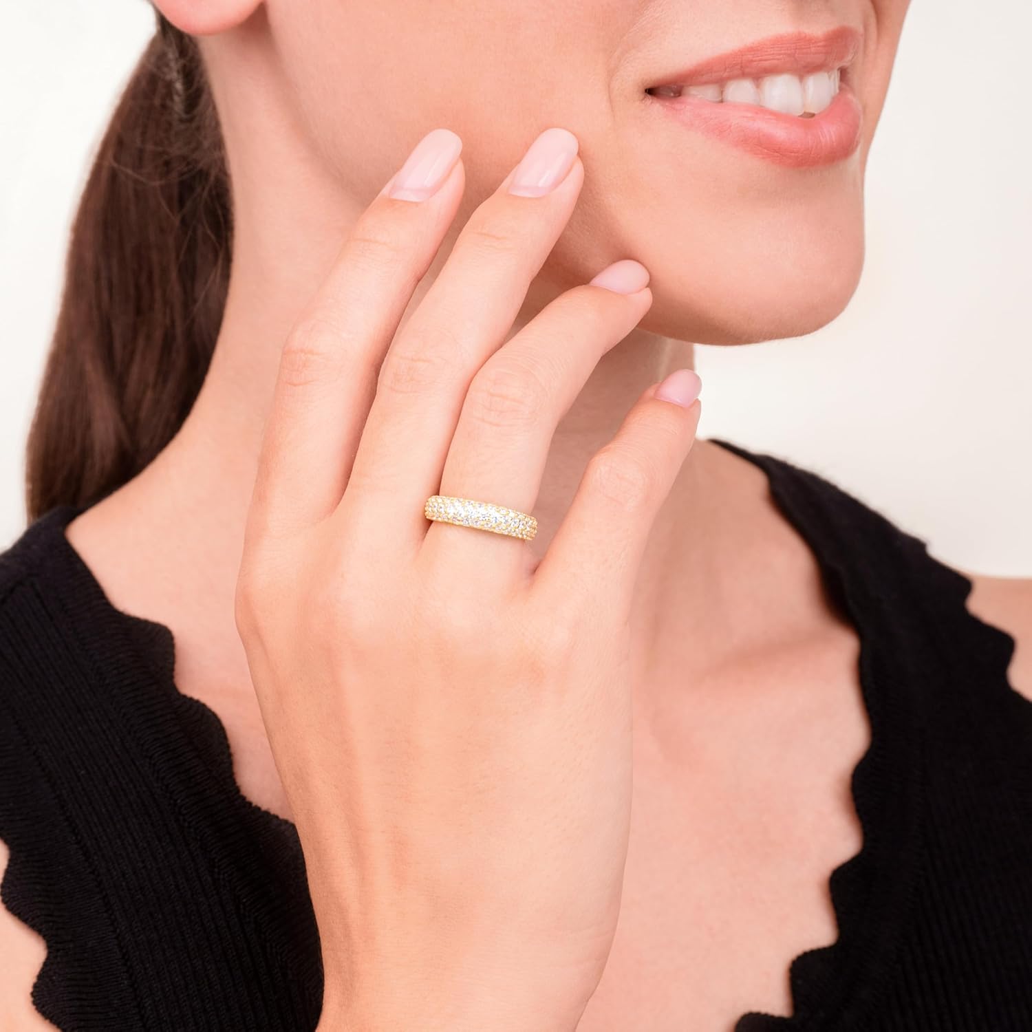 Amazon Essentials Cubic Zirconia Classic Pave Eternity Ring in Sterling Silver - Image 5