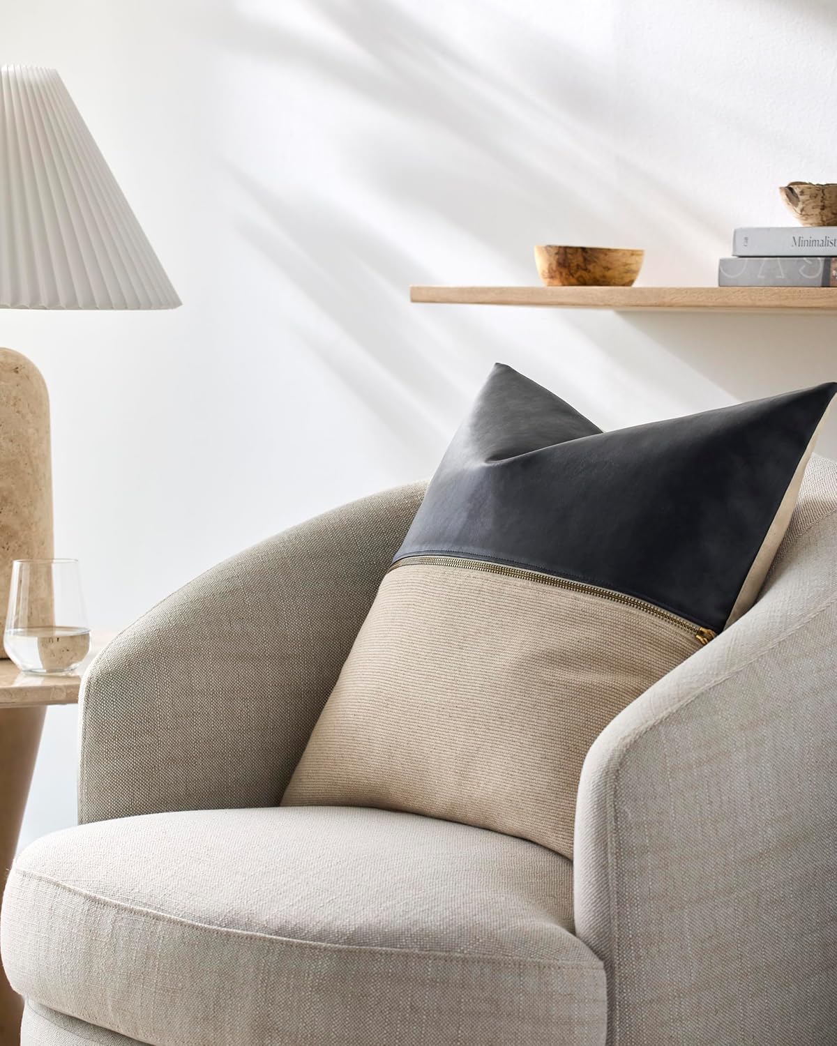 Livabliss San Marco630448 Accent Pillow, 22" L x 22" W, Black/White