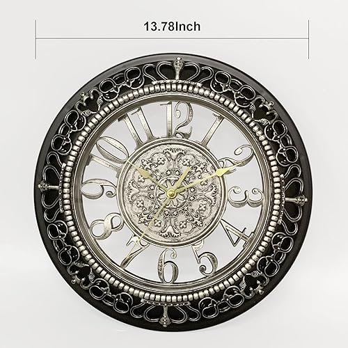 Miniatura 2 de ANDSTAR Reloj de pared de 14 pulgadas, estilo retro, estilo casa de campo, fácil de leer, reloj de pared silencioso, antiguo, grande, retro,