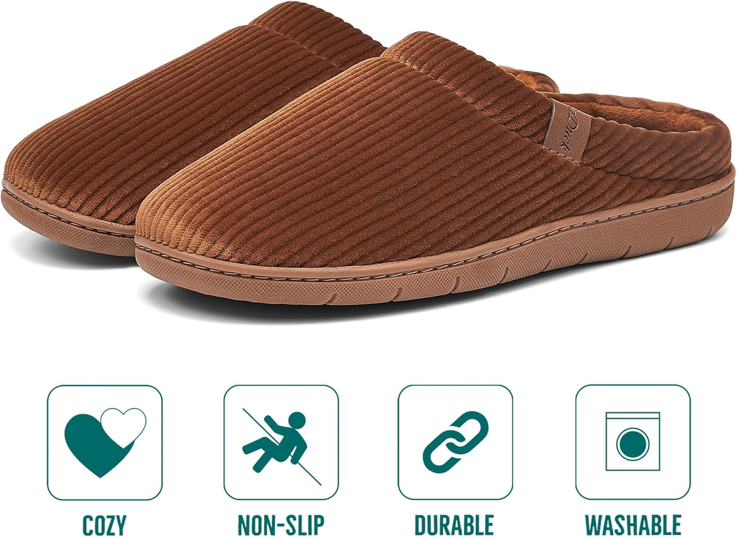 Men's Two-Tone Slippers with Arch Support Slip-On Warm House Shoes Cozy Memory Foam Indoor/Outdoor Breathable Slipper - Image 4