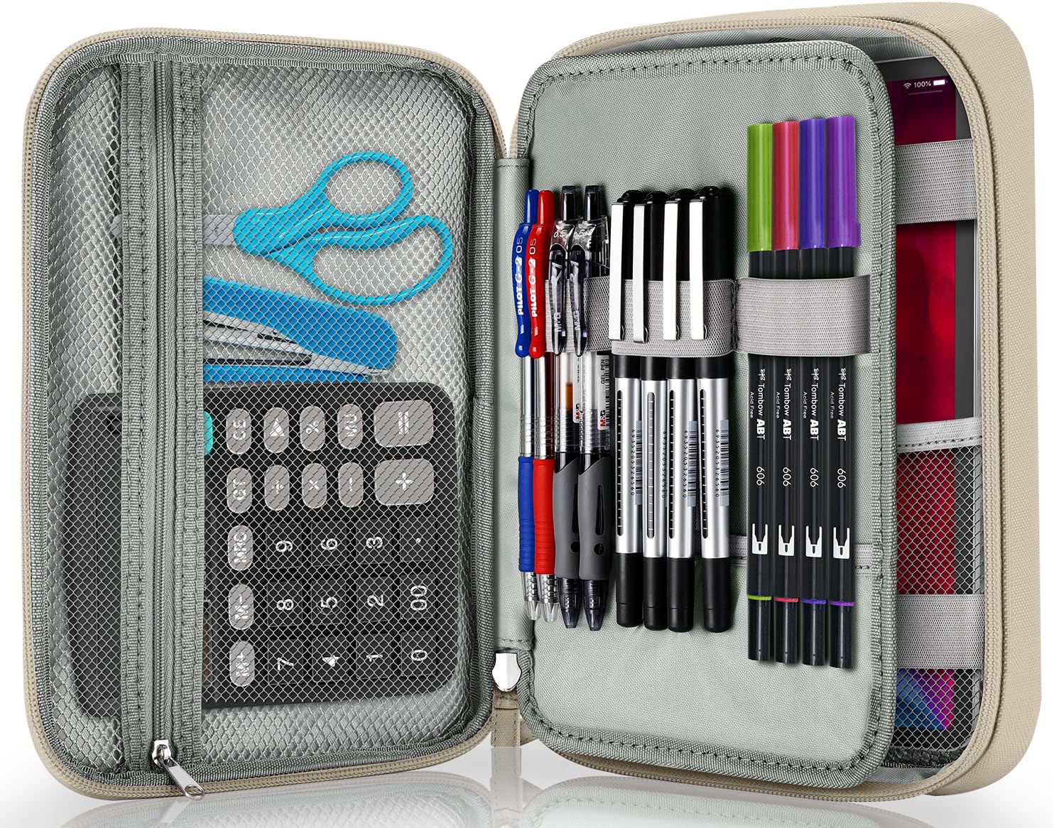 Zannaki Big Capacity Storage Pouch Marker Pen Pencil Case Simple Stationery Bag Box Art Tool &amp; Sketch Storage Boxes for Bullet Journal Middle High School Office College Student Girl Women Adult Teen