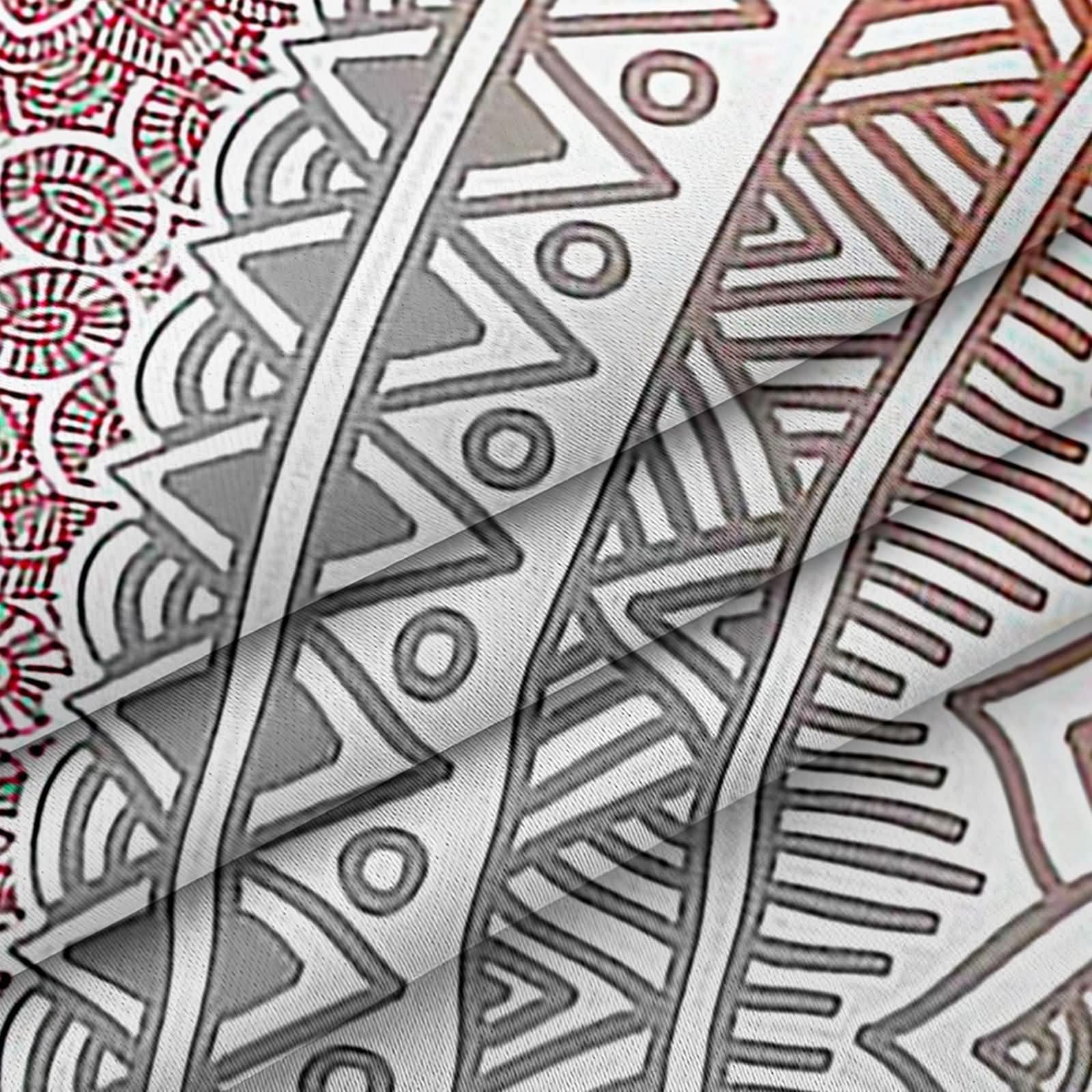 Zasłony do salonu, 2 panele, 2 x 54 x szer. x 244 cm wys., zasłony zaciemniające do sypialni okna szaro-czerwone białe mandala wzór zasłony zaciemniające z przelotkami