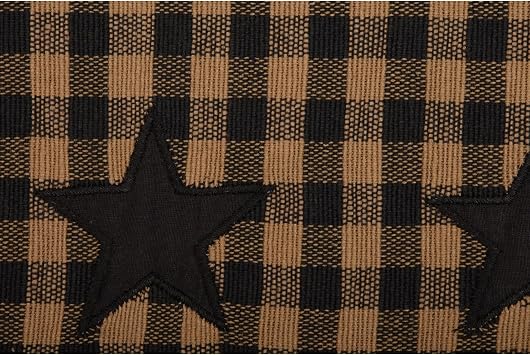 VHC Brands, Black Star, Cotton, 13x36, Woven Quilted Runner, Black