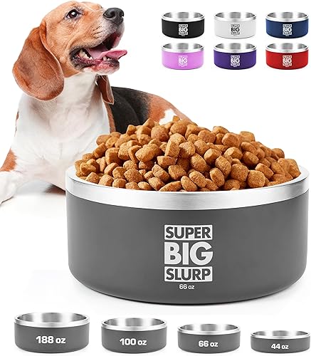 Tuff Pupper Tazón aislado resistente para perros, plato de comida de acero inoxidable de doble pared, antideslizante, a prueba de derrames, apto disponible en Yaxa Peru