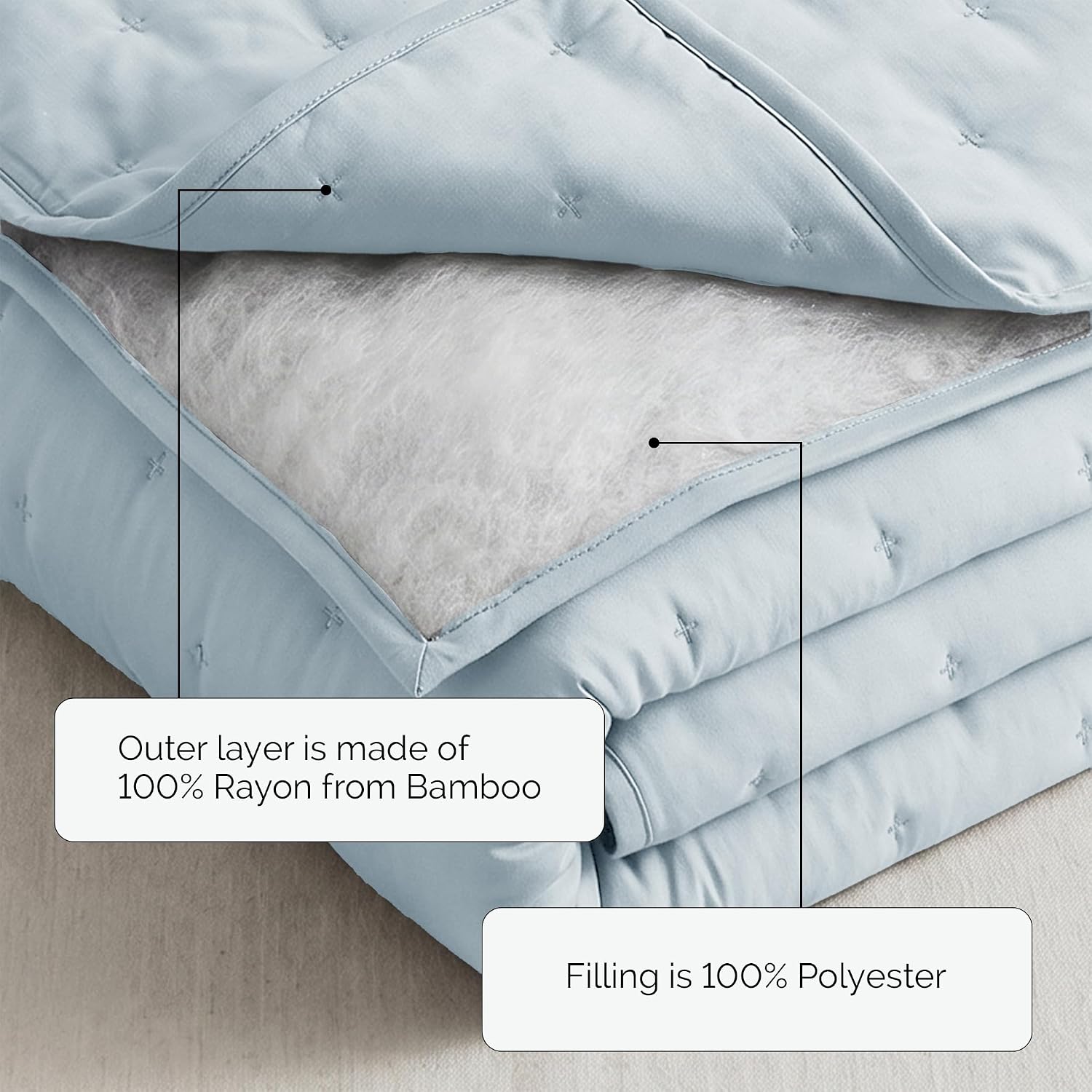 Southshore Fine Living, Inc. Oversized King Quilt Bedding Set with 2 Pillow Shams, Rayon Derived from Bamboo Bedding Quilt, 300 Thread Count Coverlet, Polyester Filling, Cal King Bedspread, Sky Blue