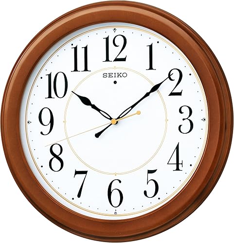 Seiko - Reloj de pared KX388B, radio, analógico, marco de madera, marrón, madera