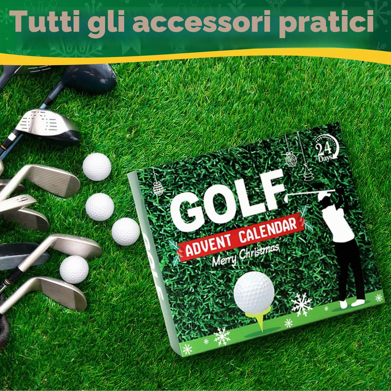 Calendario dell'Avvento da golf, da uomo, 2025 – 24 giorni, con accessori da golf, palline da golf, marito o fidanzato