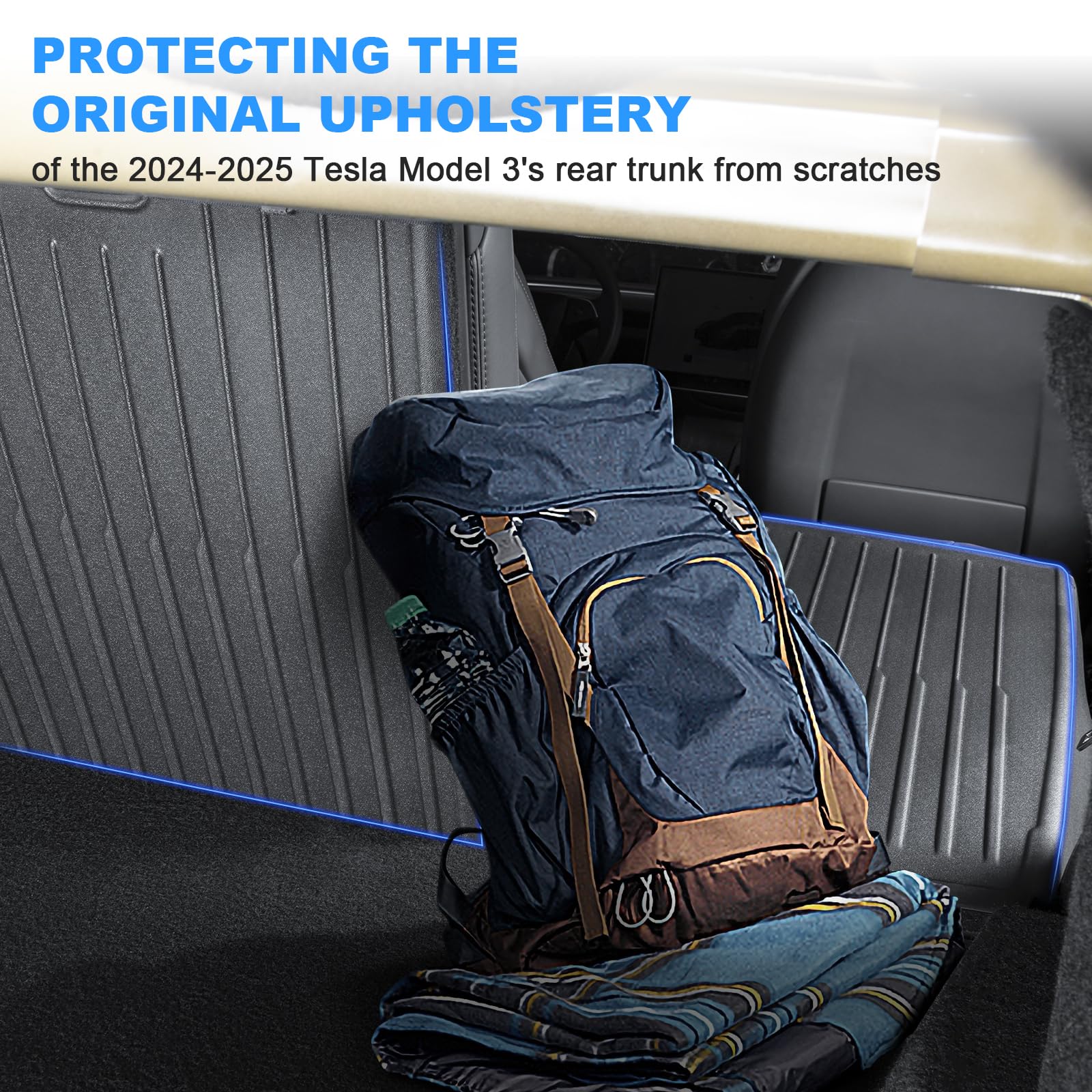 KUNIST for 2025 Tesla Model 3 Rear Back Seat Protector [Durable Upgraded TPE] Second Row Seats Back Cover,Waterproof Backrest Mats fit for 2024-2025 Tesla Model 3 5-Seater Accessories(2PCS)