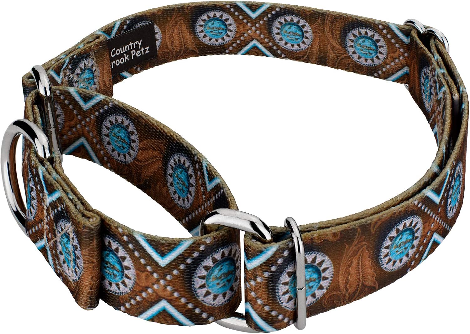 Country Brook Petz - Saddle Up Martingale Dog Collar and Leash - Country and Western Collection Featuring Rustic Designs (1 Inch, Large)