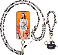 Vista 1 de Kaptron 2 cordones para teléfono celular correa universal ajustable para teléfono y correa de muñeca, con 2 clips de langosta y 2 parches de correa