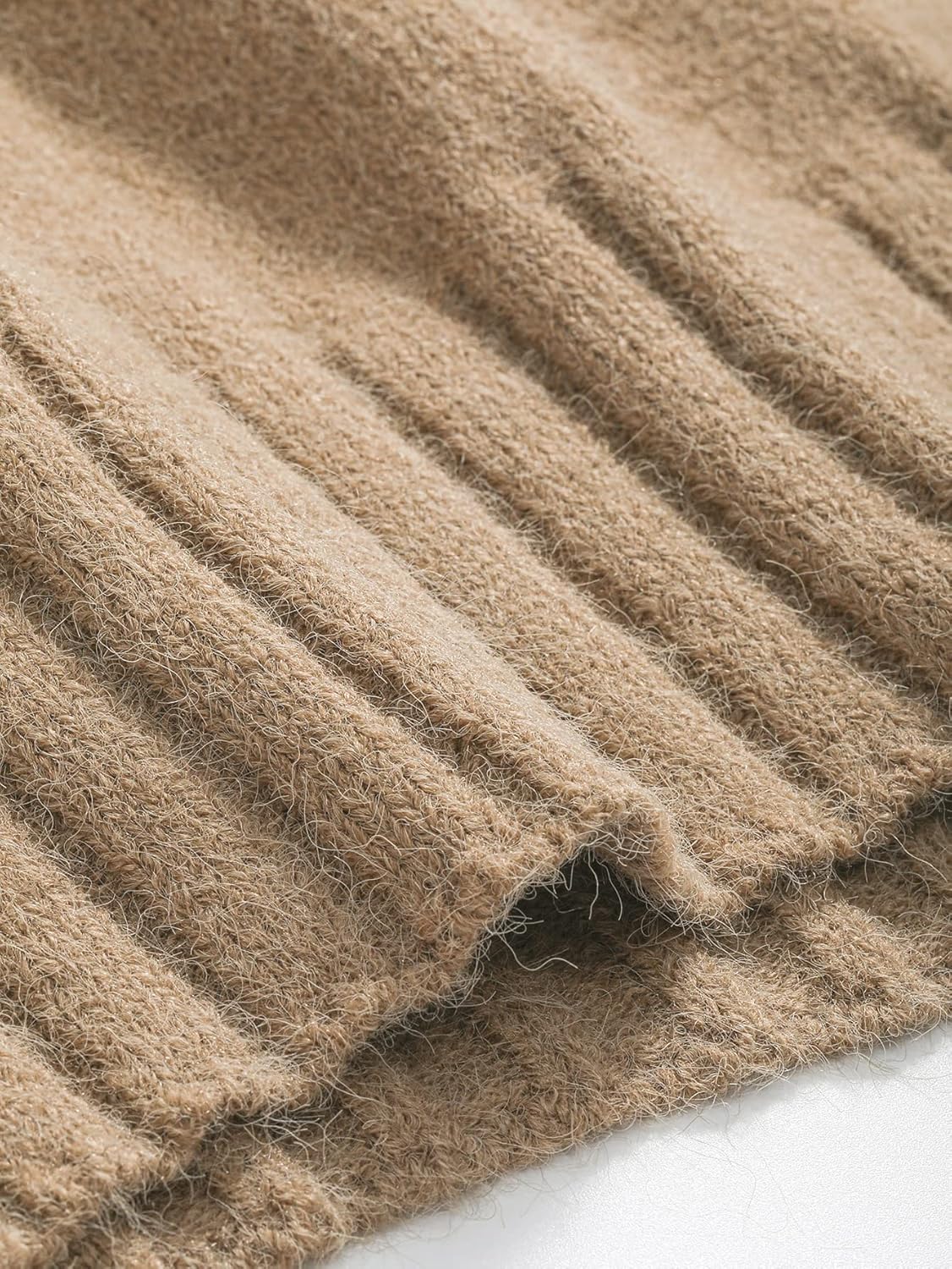 Women's Sweater Striped Pattern Two Tone Drop Shoulder Sweater Sweater for Women (Color : Khaki, Size : Medium)