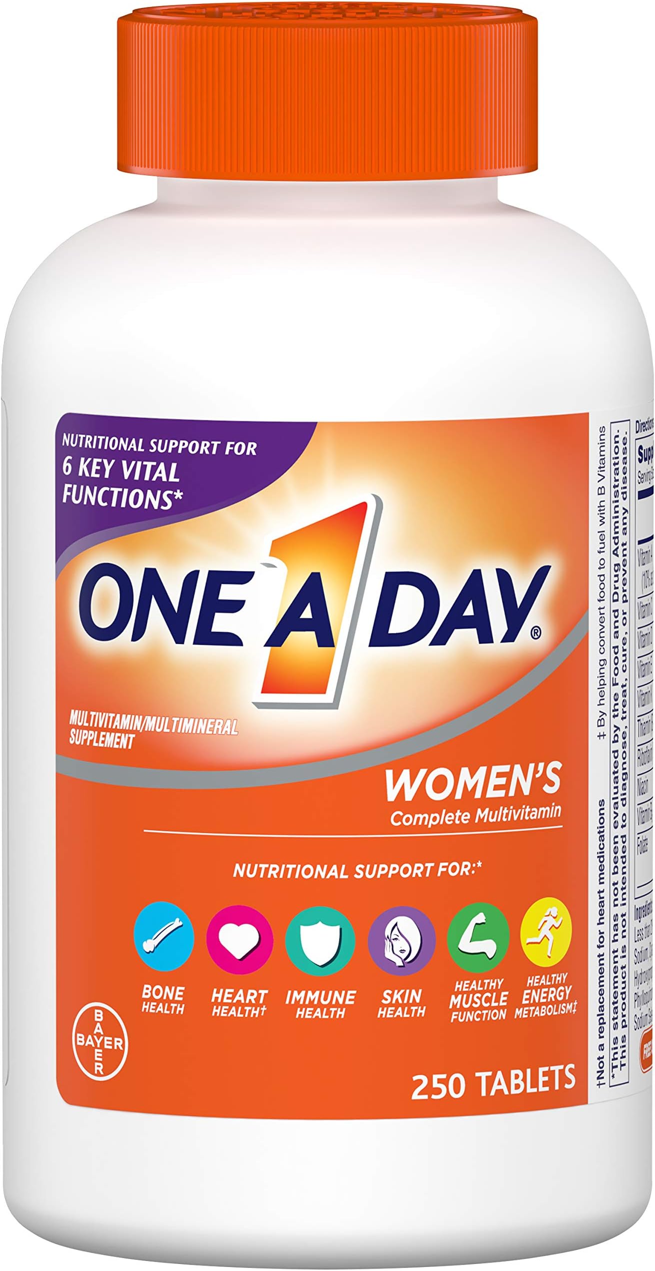 Women’s Multivitamin, Supplement with Vitamin A, Vitamin C, Vitamin D, Vitamin E and Zinc for Immune Health Support, B12, Biotin, Calcium & More, Tablet, 250 count