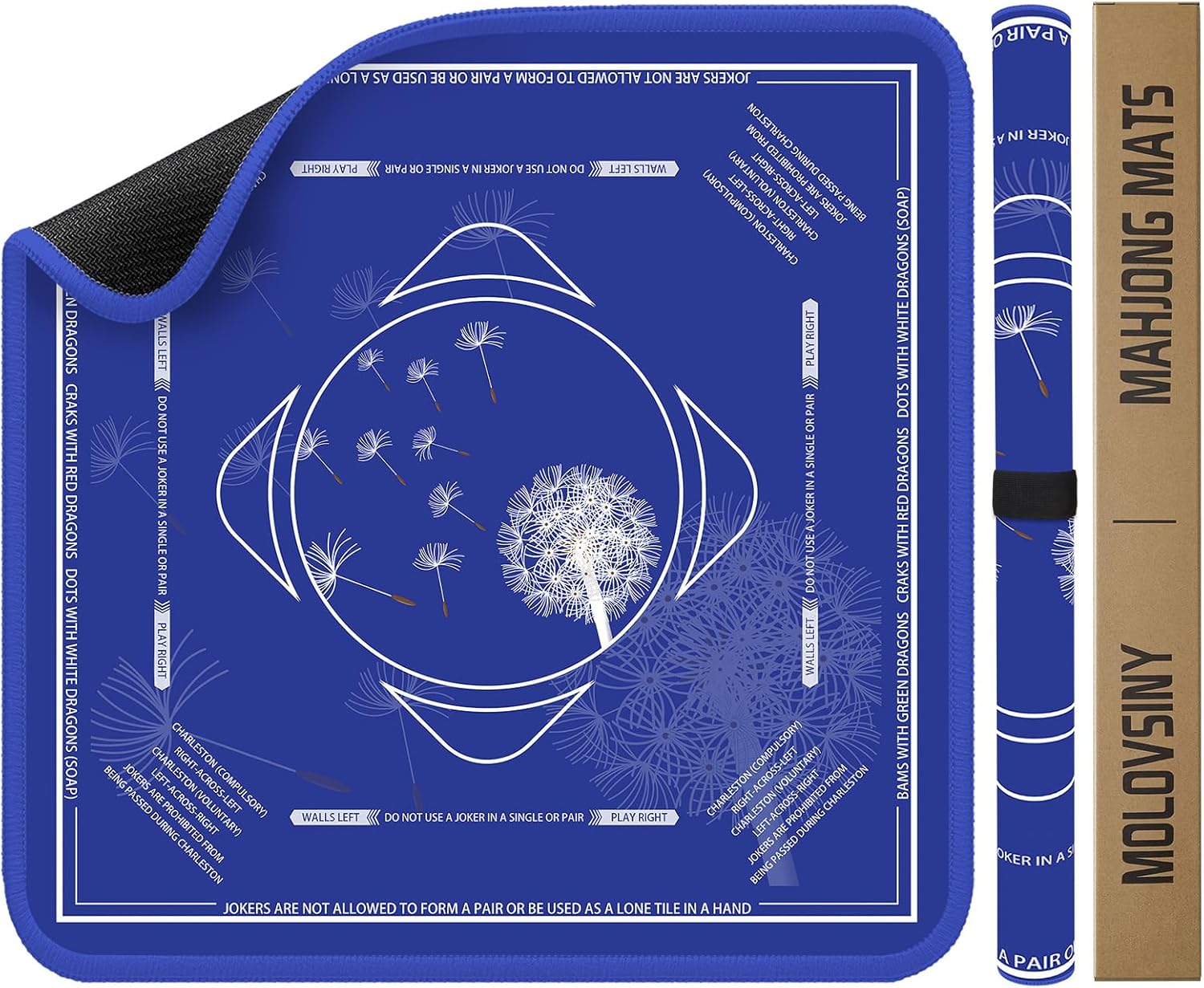 Mahjong Mat 31.5 Inch Square - Non-Slip Durable Table Cover for Mahjong/Card/Domino Games, Rolled Shipping with Storage Pockets & Noise Reduction, Premium Gift for Women (Dandelion Drift)