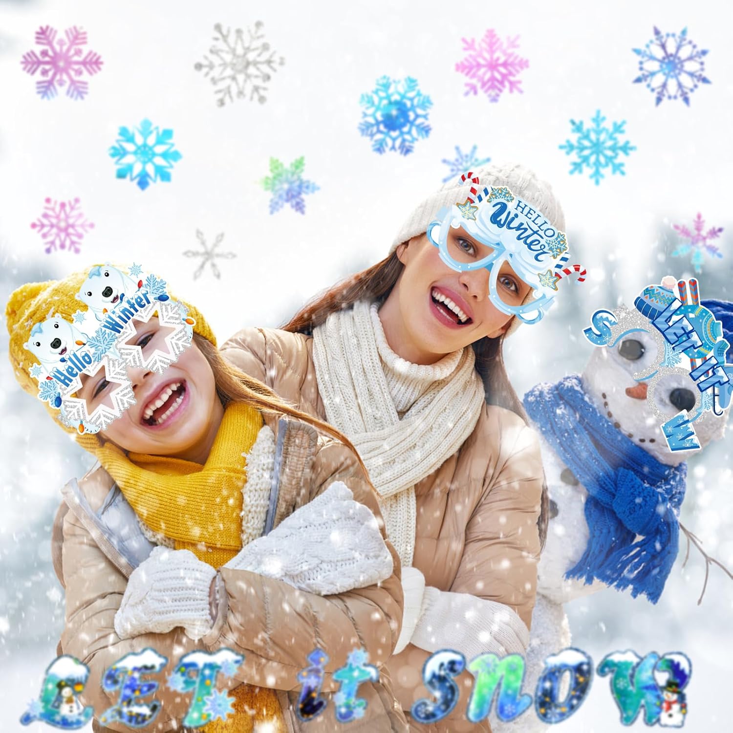 HOWAF Winter Party Favors Paper Glasses,24 pcs Winter Wonderland Snow Frozen Booth Eyeglasses Props,Blue and Silver Snowflake Selfie Props for Xmas Winter Party Supplies - Image 5