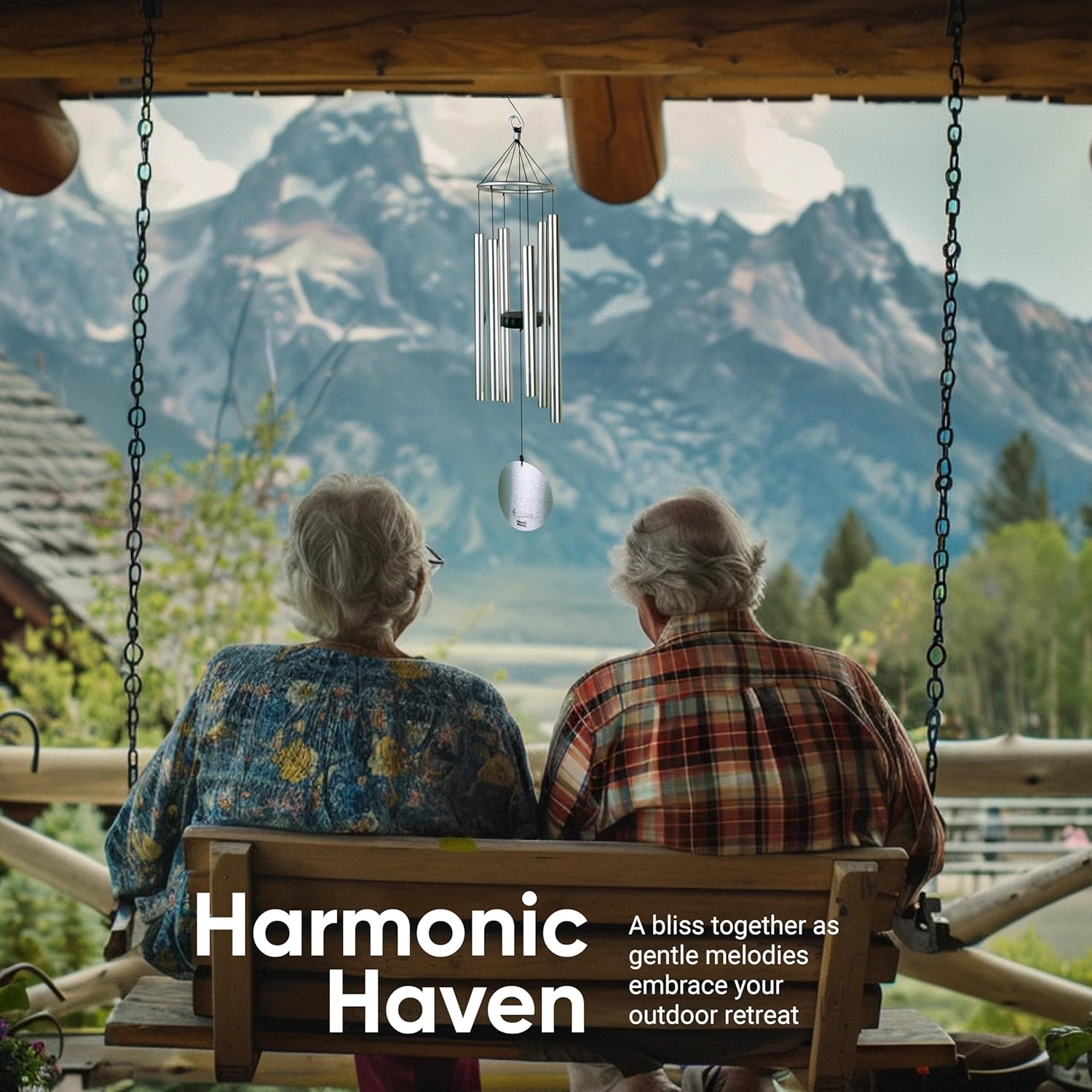 Nature’s Melody Aureole Tunes Wind Chimes – Outdoor Windchime with 6 Tubes Tuned to E Pentatonic Scale, 100% Rustproof Aluminum, Powder Finish & S Hook Hanger for Sympathy, Memorial Gift or Zen Garden