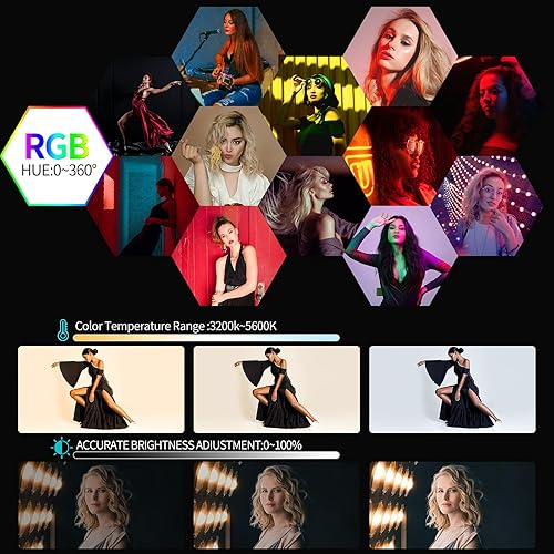 Miniatura 3 de GVM - Kit de luz LED RGB para video, iluminación de fotografía regulable con control de aplicación, 680RS 50W, 3 paquetes de luz LED para YouTube