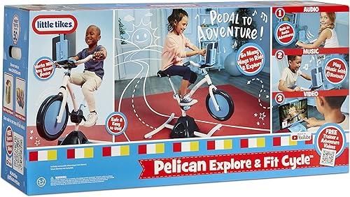 Miniatura 9 de Little Tikes Pelican Explore  Fit Cycle Fun - Equipo de ejercicio ajustable para niños bicicleta estacionaria con videos altavoz Bluetooth integrado