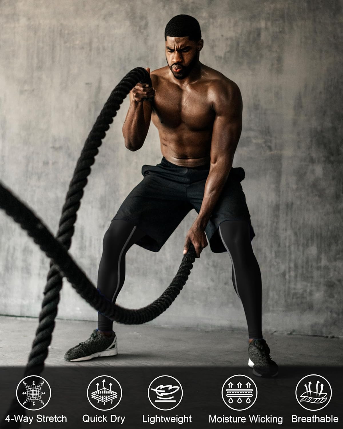 Roadbox 3 Pack Compression Pants Men, Performance Running Workout Sports Leggings, Gym Basketball Athletic Tights Base Layer - Image 6