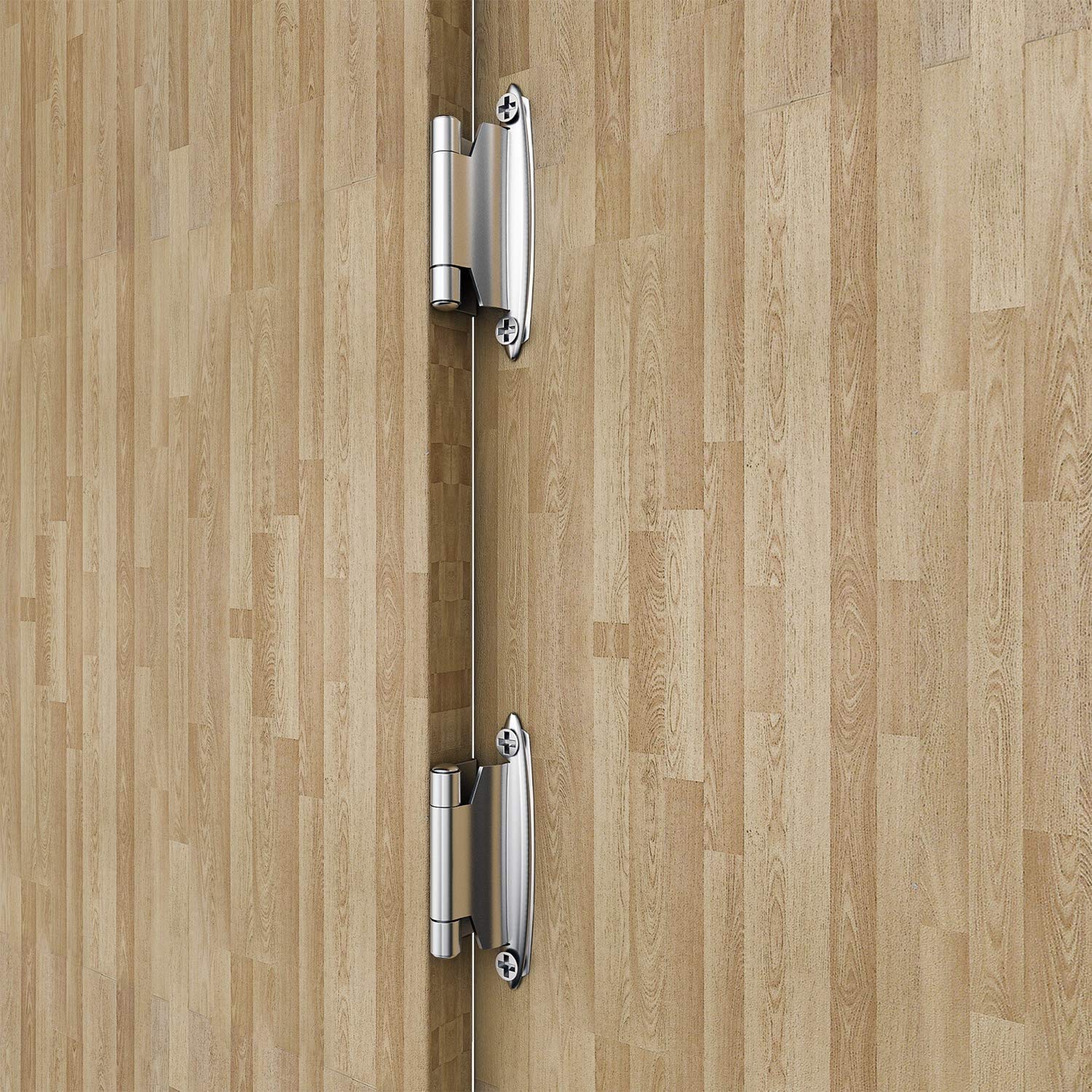 32 bisagras de gabinete, bisagras de puerta de cocina con cierre automático con tornillo de acero inoxidable, níquel satinado (16 pares)