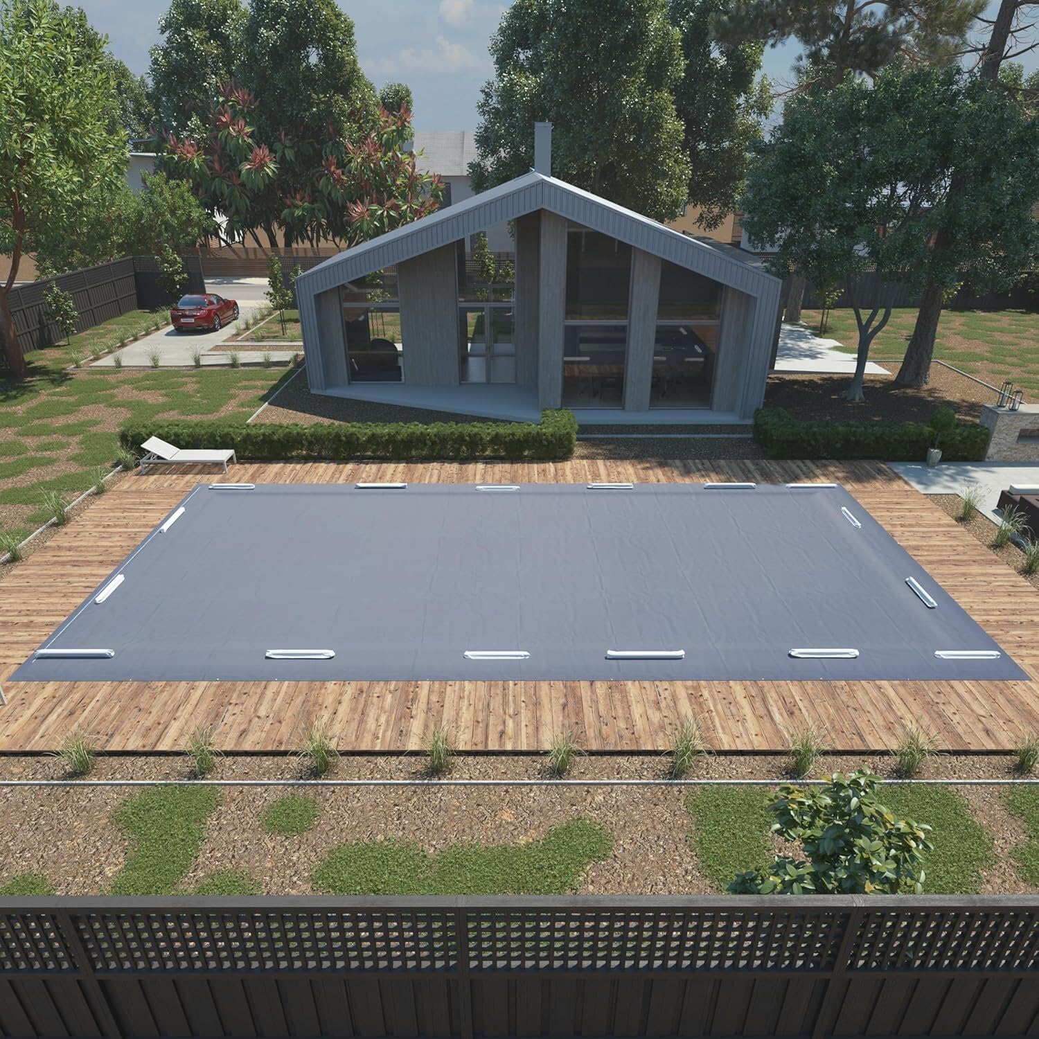 Royal Shade 30' x 50' Premium 180GSM Rectangle Blue Winter Swimming Pool Cover Tarp Safety Heavy Duty, Waterproof, UV Resistant (Cover Size: 34' x 54'/ 4 ft.Overlap) - (We Customize Size)