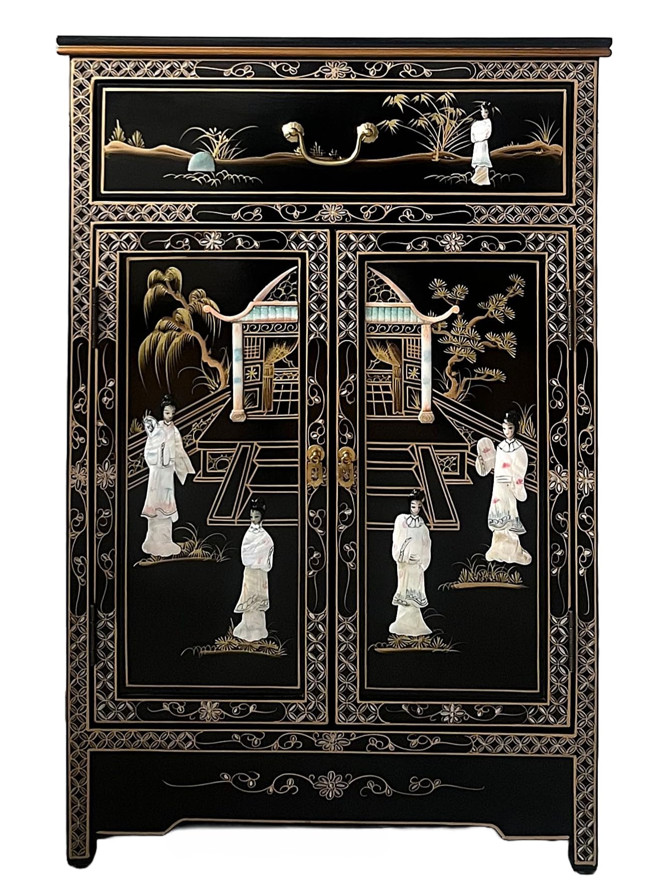 Mother Of Pearl Black Lacquer Cabinet With Drawer - Tradewinds - View #9